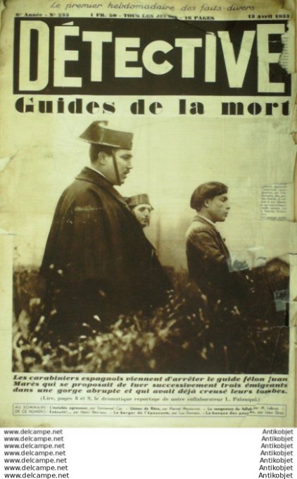 Détective 1933 # 233 Avignon Lyon Paris Cologne Espagne Lesaca