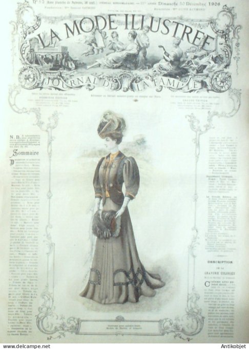 La Mode illustrée journal 1906 n° 52 Costume avec paletot