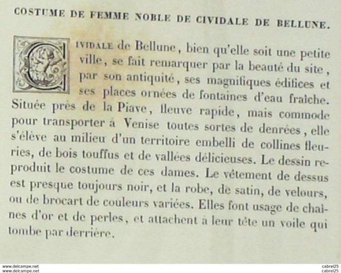 Italie BELLUNE noble villageoise de CIVIDALE 1859