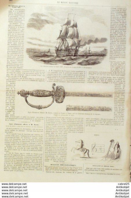 Le Monde illustré 1858 n° 61 Portugal Lisbonne Fontainebleau (77) Hallali Tunisie Tunis Vincennes (9