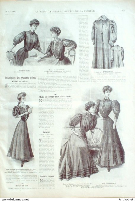 La Mode illustrée journal 1906 n° 52 Costume avec paletot