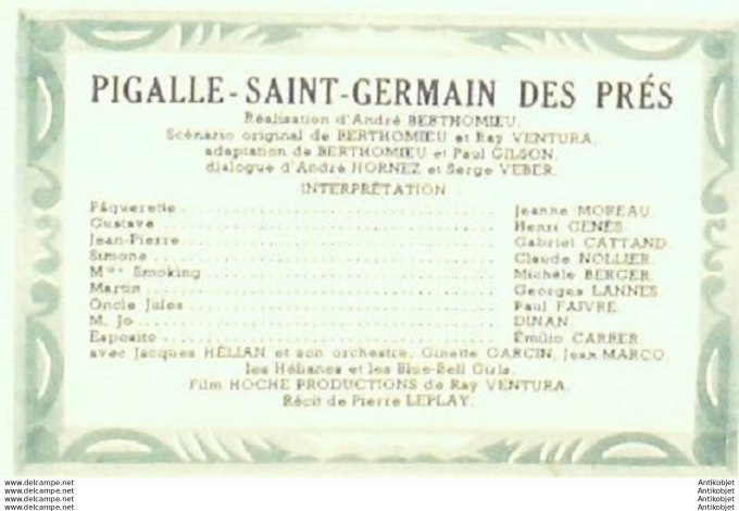 Pigalle St-Germain des Prés Jeanne Moreau Gabriel Cattand