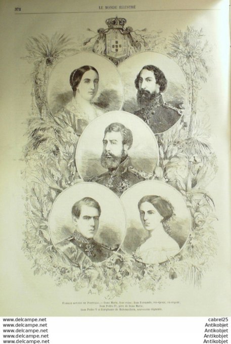 Le Monde illustré 1858 n° 61 Portugal Lisbonne Fontainebleau (77) Hallali Tunisie Tunis Vincennes (9