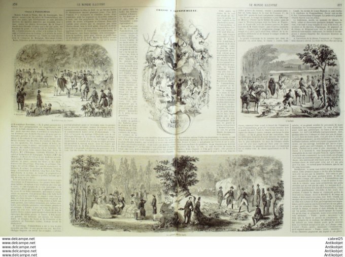 Le Monde illustré 1858 n° 61 Portugal Lisbonne Fontainebleau (77) Hallali Tunisie Tunis Vincennes (9