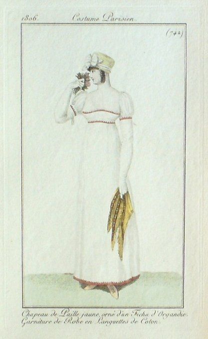 Gravure Mode Costume Parisien 1806 #  742 (eau forte old Fashion plate