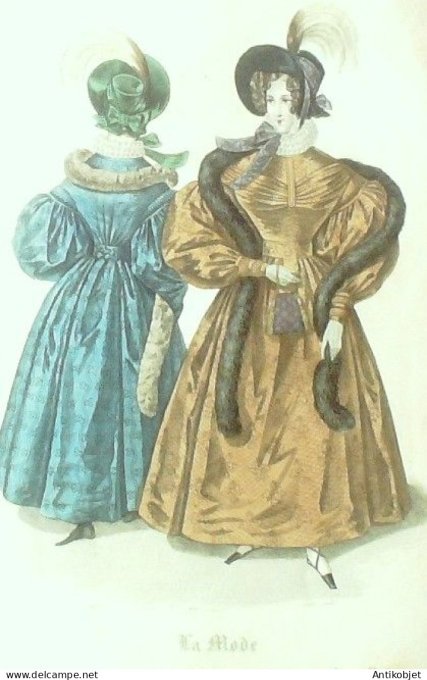 Gravure La mode 1832 # 276 (aquarelle old Fashion plate)