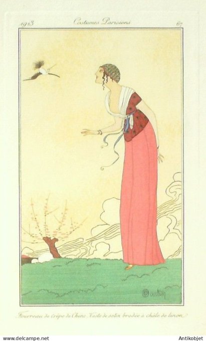 Gravure Mode Costume Parisien 1913 #   67 Martin Charles (eau forte)