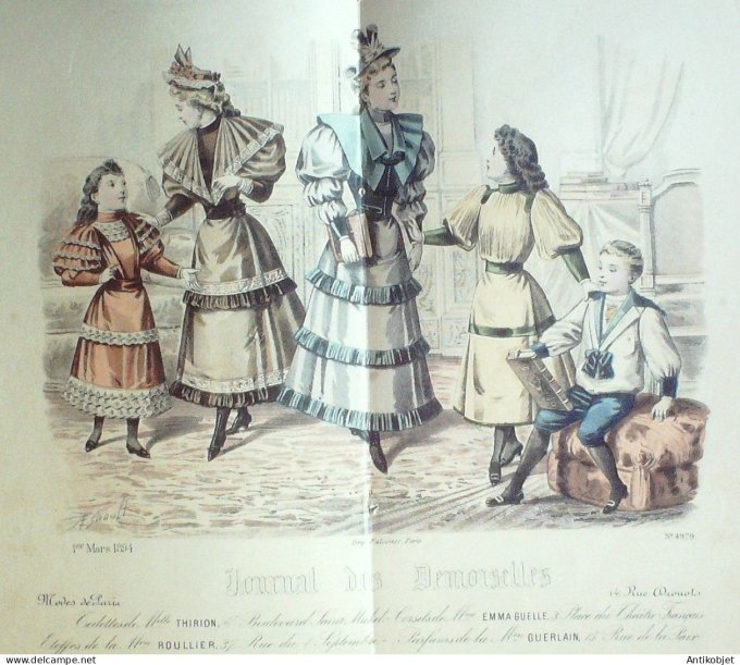 Gravure Mode J.Demoiselles 1894 # 4979 (Old Fashion plate)