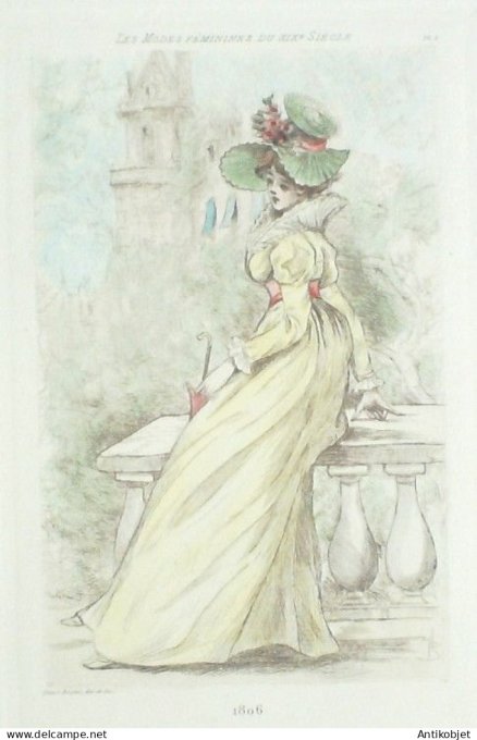 Gravure Mode Boutet (pointe seche aquarellee old Fashion plate) Pl  6-1902