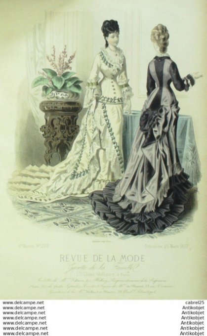 Gravure Mode La Gazette 1877 # 273 (Old Fashion plate)