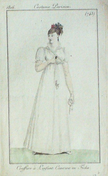 Gravure Mode Costume Parisien 1806 #  743 (eau forte old Fashion plate