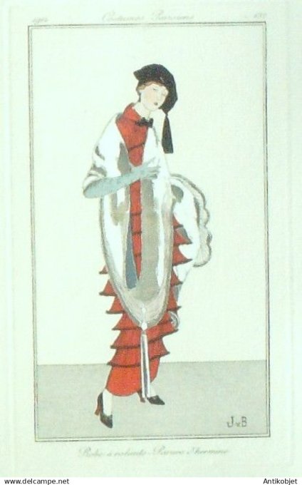 Gravure Costume Parisien 1914 #132 Van Brock Jan (eau forte) Robe à  volants