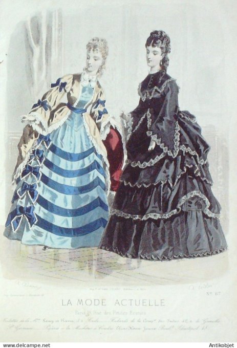 Gravure La Mode actuelle 1872 #  67 (Old Fashion plate)
