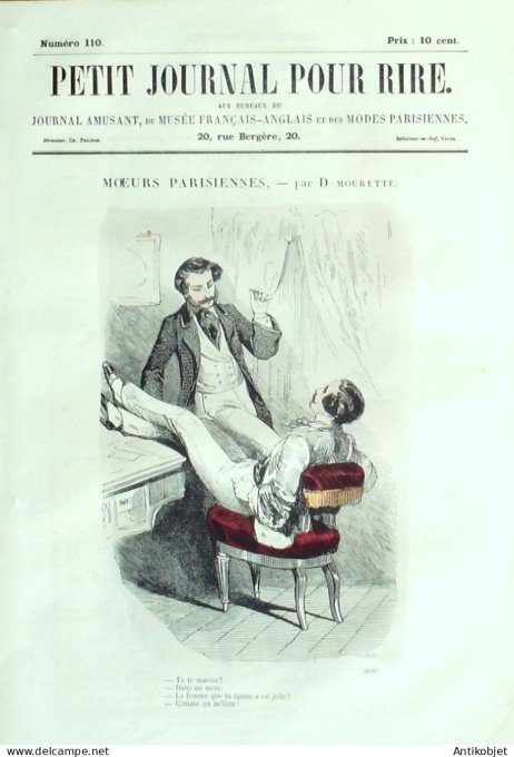 Petit journal pour Rire 1857 # 110 Moeurs Parisiennes Mourette