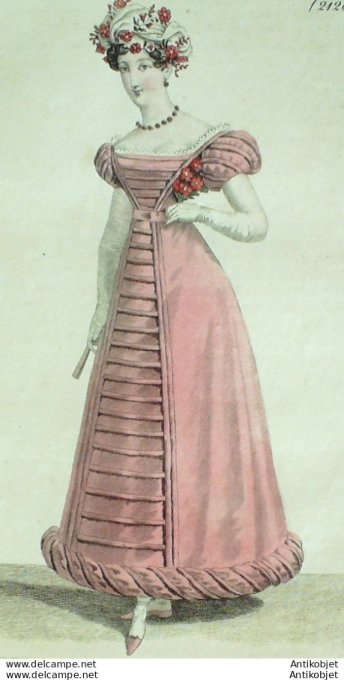 Costume Parisien 1823 # 2128 Robe crêpe rouleaux de satin