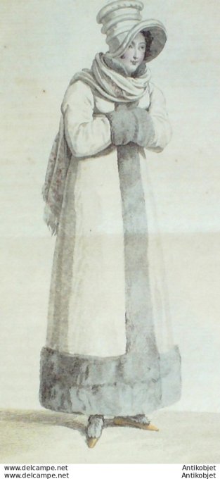 Costume Parisien 1816 # 1540 Redingote Mérinos ornée de petit gris