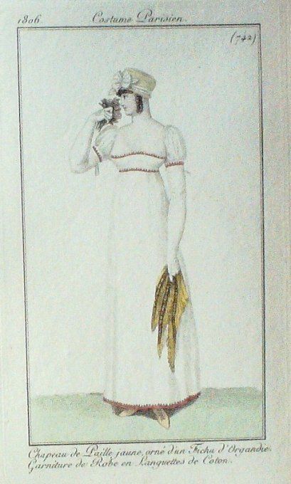 Gravure Mode Costume Parisien 1806 #  744 (eau forte old Fashion plate