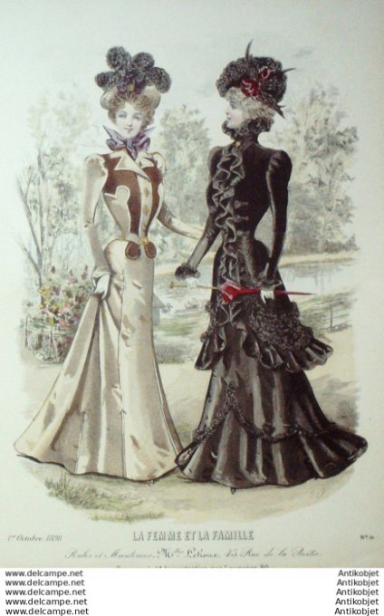 Gravure Mode La Femme & La Famille 1898 # 10 (Old Fashion plate)