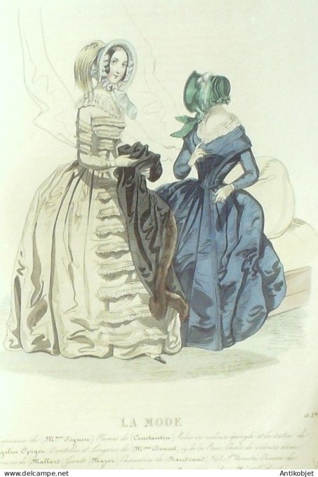 Gravure La mode 1841 # 49 (aquarelle old Fashion plate)