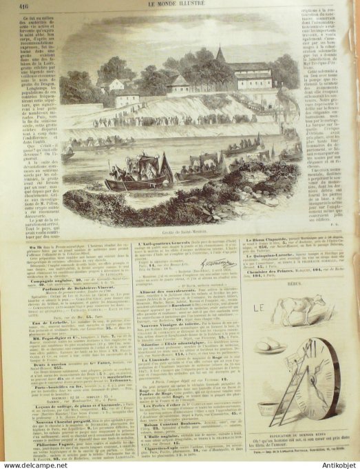 Le Monde illustré 1858 n° 63 Nîmes (30)  Lille (59) Angers (49) Alenon (61) Allemagne Schwalheim