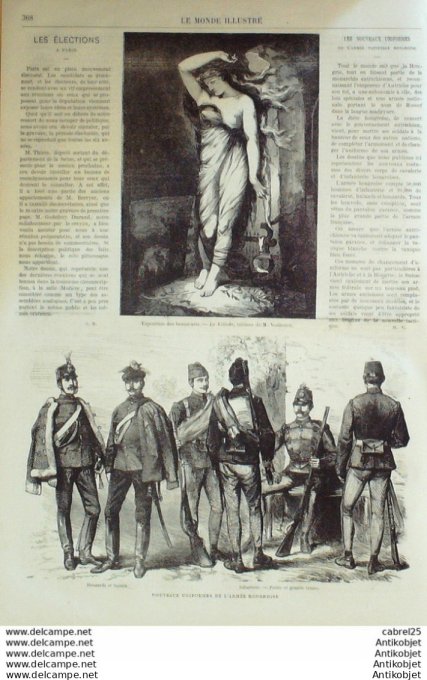 Le Monde illustré 1868 n°631 Hongrie Uniformes Meudon (92) Chatenay (01) Orleans (45) Le Mans (72)