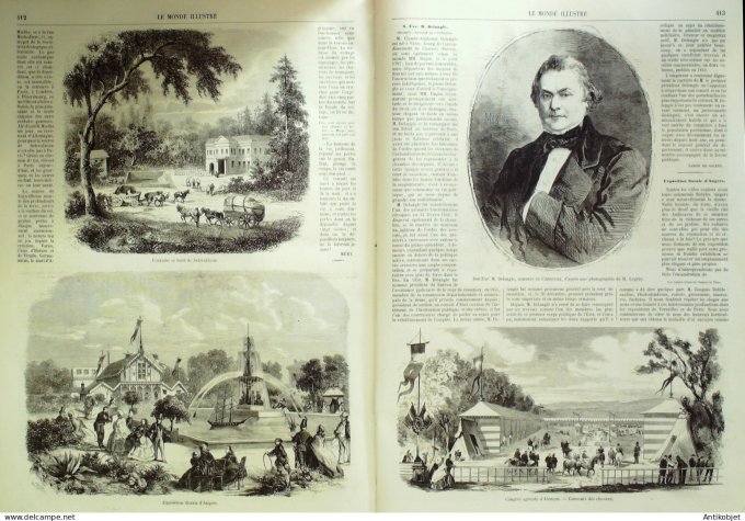 Le Monde illustré 1858 n° 63 Nîmes (30)  Lille (59) Angers (49) Alenon (61) Allemagne Schwalheim