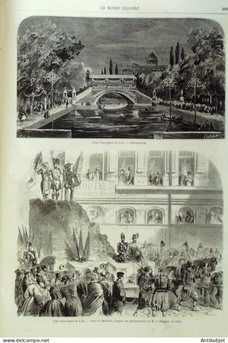 Le Monde illustré 1858 n° 63 Nîmes (30)  Lille (59) Angers (49) Alenon (61) Allemagne Schwalheim