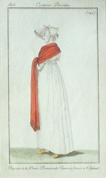 Gravure Mode Costume Parisien 1806 #  745 (eau forte old Fashion plate