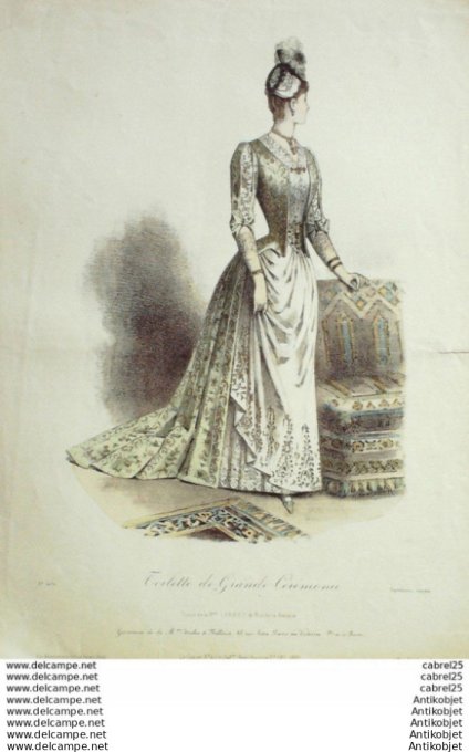 Gravure Mode Le Coquet 1888 # 45 (Old Fashion plate)