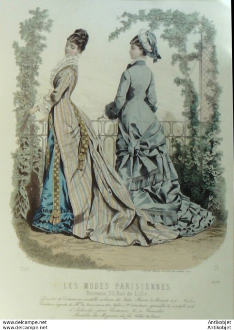 Gravure Les Modes Parisiennes 1876 #1699 Robes Cachemire des Indes Maison Roussel