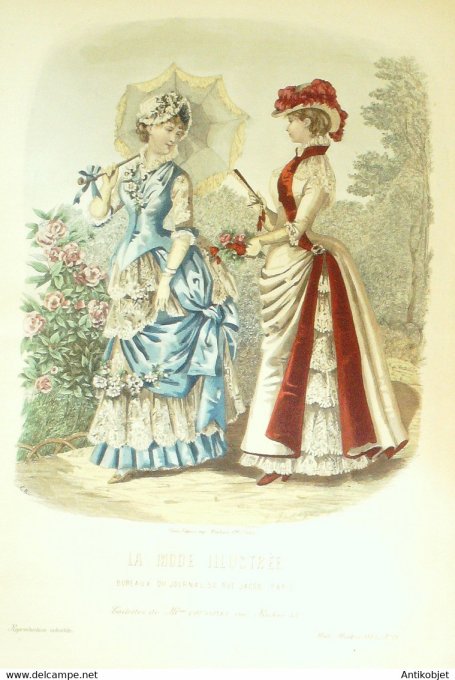 Gravure de mode La Mode illustrée 1883 n°28 (Maison Coussinet)