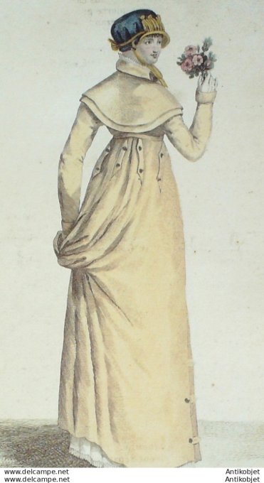 Gravure de mode Costume Parisien 1805 n° 598 (An 13) Capote de drap