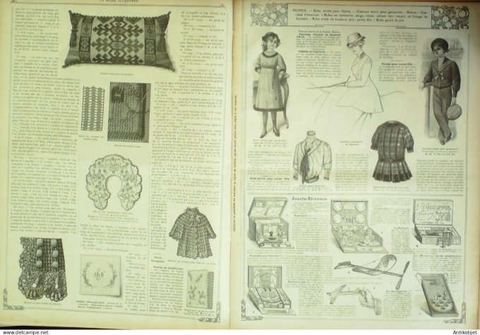 La Mode illustrée journal 1910 n° 50 Toilettes Costumes Passementerie