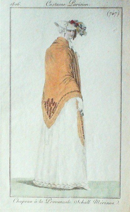 Gravure Mode Costume Parisien 1806 #  747 (eau forte old Fashion plate