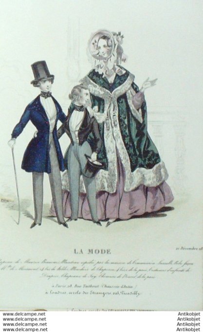 Gravure La mode 1839 # 47 (aquarelle old Fashion plate)