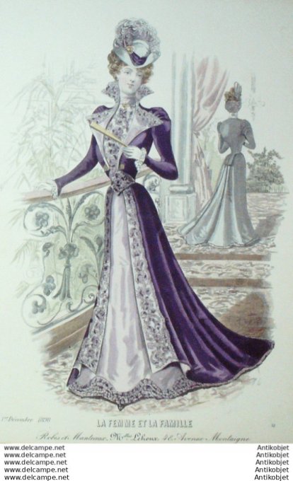 Gravure Mode La Femme & La Famille 1898 # 12 (Old Fashion plate)