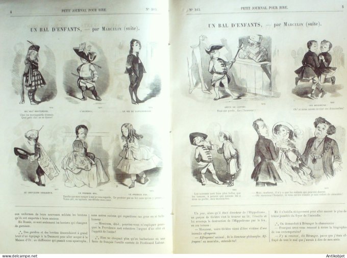 Petit journal pour Rire 1860 # 315 Un bal d'enfants Marcelin