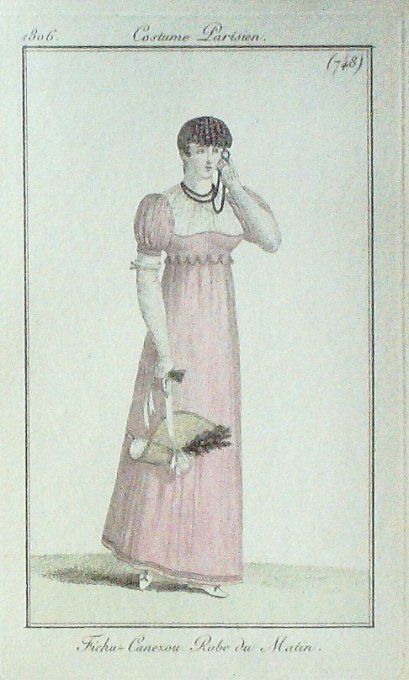 Gravure Mode Costume Parisien 1806 #  748 (eau forte old Fashion plate