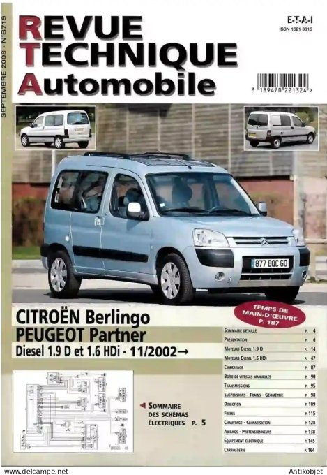 Revue Tech. Automobile 2008 n°B719 Citroen Berlingo Peugeot Partner