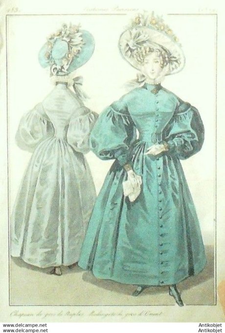 Gravure Mode Costume Parisien 1830 # 2829 (eau forte old Fashion plate