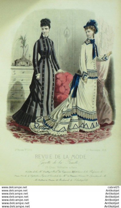 Gravure Mode La Gazette 1876 # 256 (Old Fashion plate)