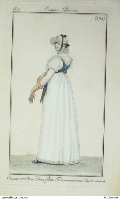 Costume Parisien 1807 # 833 (eau forte) Fichu surmonté d'une colerette