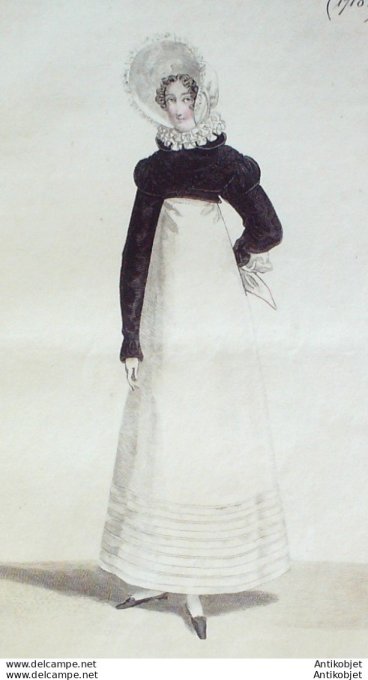 Gravure de mode Costume Parisien 1818 n°1718 Spencer de velours