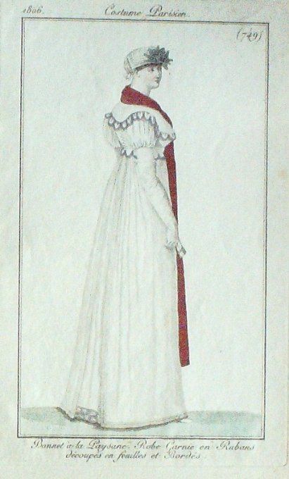 Gravure Mode Costume Parisien 1806 #  749 (eau forte old Fashion plate