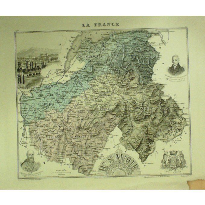 Carte HAUTE SAVOIE (74) ANNECY Graveur LECOQ WALTNER BARBIER 1868
