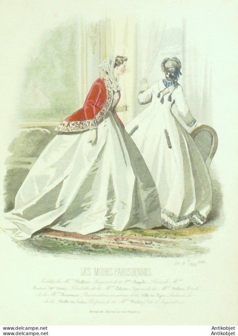 Gravure Les Modes Parisiennes 1865 #1192 Robes Jersey Maison Pieffort