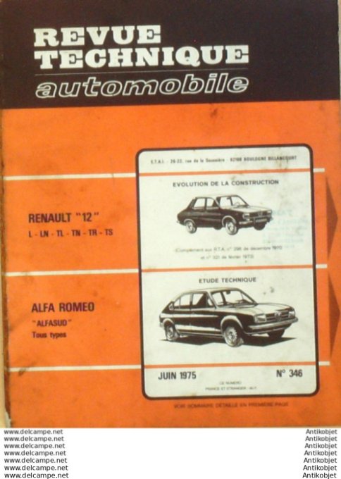 R.T Automobile Renault 12 Alfa Roméo Alfasud   # 346