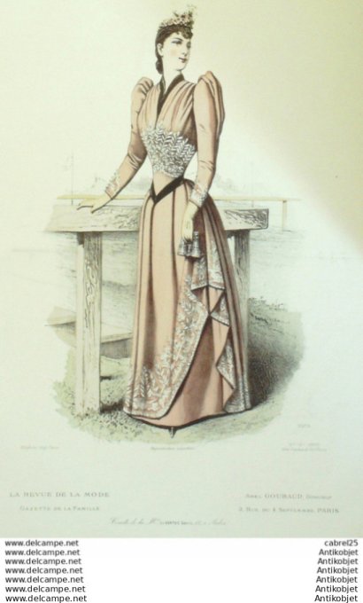 Gravure Mode La Gazette 1890 # 12 (Old Fashion plate)