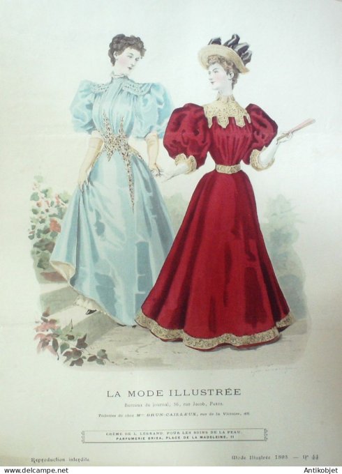Gravure Mode illustree 1895 # 44 (Old Fashion plate) RARE
