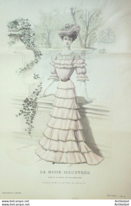 Gravure Mode illustree 1902 # 22 (Old Fashion plate) rare